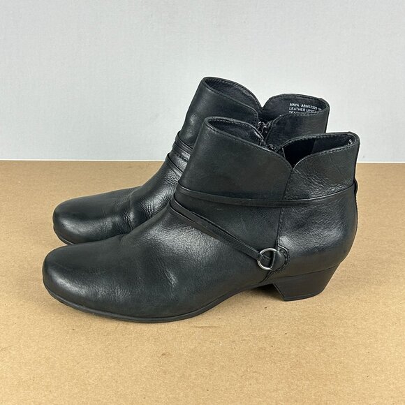 Abeo Maya Leather Ankle Boots Womens 10 Narrow Black Size Zip Comfort - Picture 1 of 10